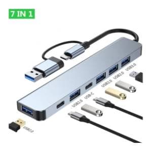 e-green-usb-hub-7-in-1-5-port-usb-30-2x-usb-c-akcija-cena